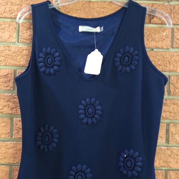 💙CLUNY💙SLEEVELESS NAVY BEADED DRESS💙 - Picture 5 of 8